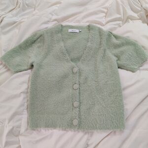 Green Fuzzy Women's Sweater